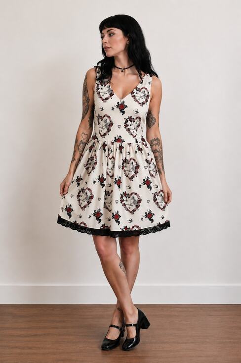 Hell Bunny Dresses & Skirts - Hell Bunny Mini Dress Retro Punk Goth Black Lace Sheer Sleeveless Mod size Large